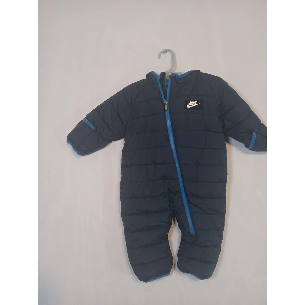Nike Swoosh Infant Size 6-9‎ Months Navy Blue Quilted Puffer Snow Suit